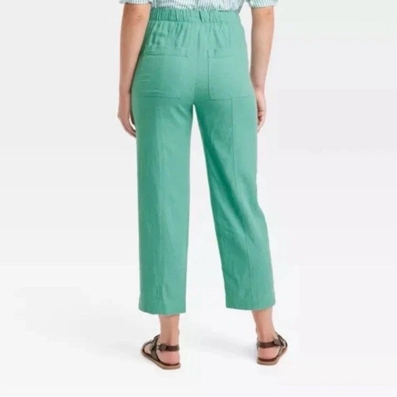 WOMEN'S UNIVERSAL THREAD GREEN LINEN TAPERED PANTS LEG SIZE XS - Picture 2 of 7